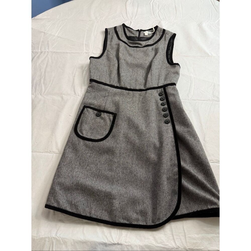 Kimchi Blue Herringbone Wool Velvet Trim Dress Size 1